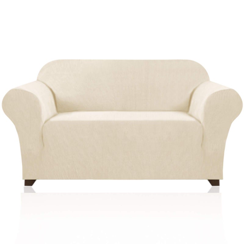 PrinceDeco Stretch Loveseat Sofa Cover Slipcover Couch Cover for 2 Cushion Sofa Washable Sofa Cover for Pets Friendly Furniture Protector Covers with Non Slip Bottom(Loveseat, Biscotti Beige) - Image 1